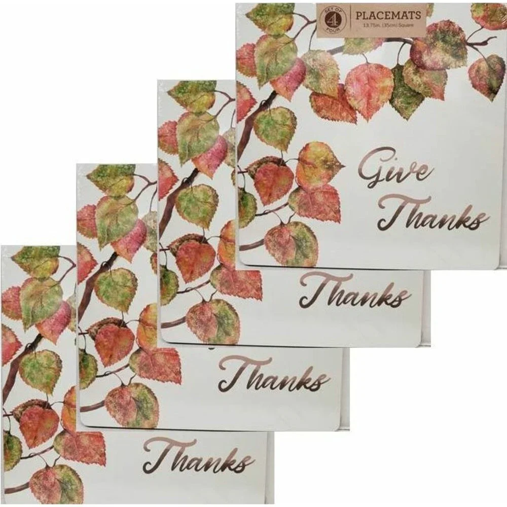 SET OF 4 HARD SQUARE PLACEMATS WITH CORK BACK,14